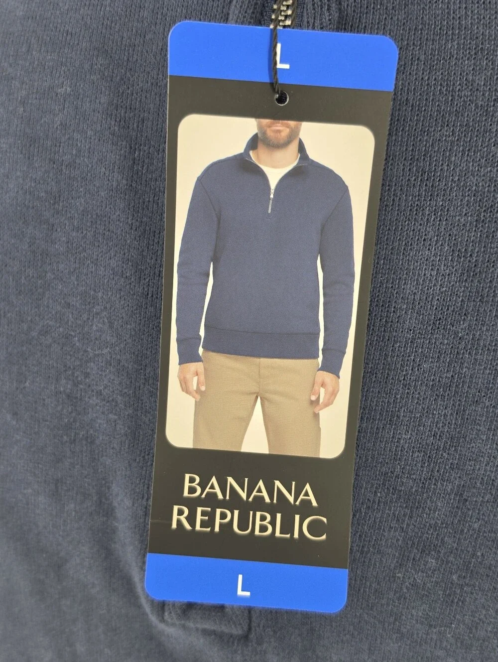 Banana Republic Navy Quarter Zip Pullover Sweatshirt Mock Neck Large